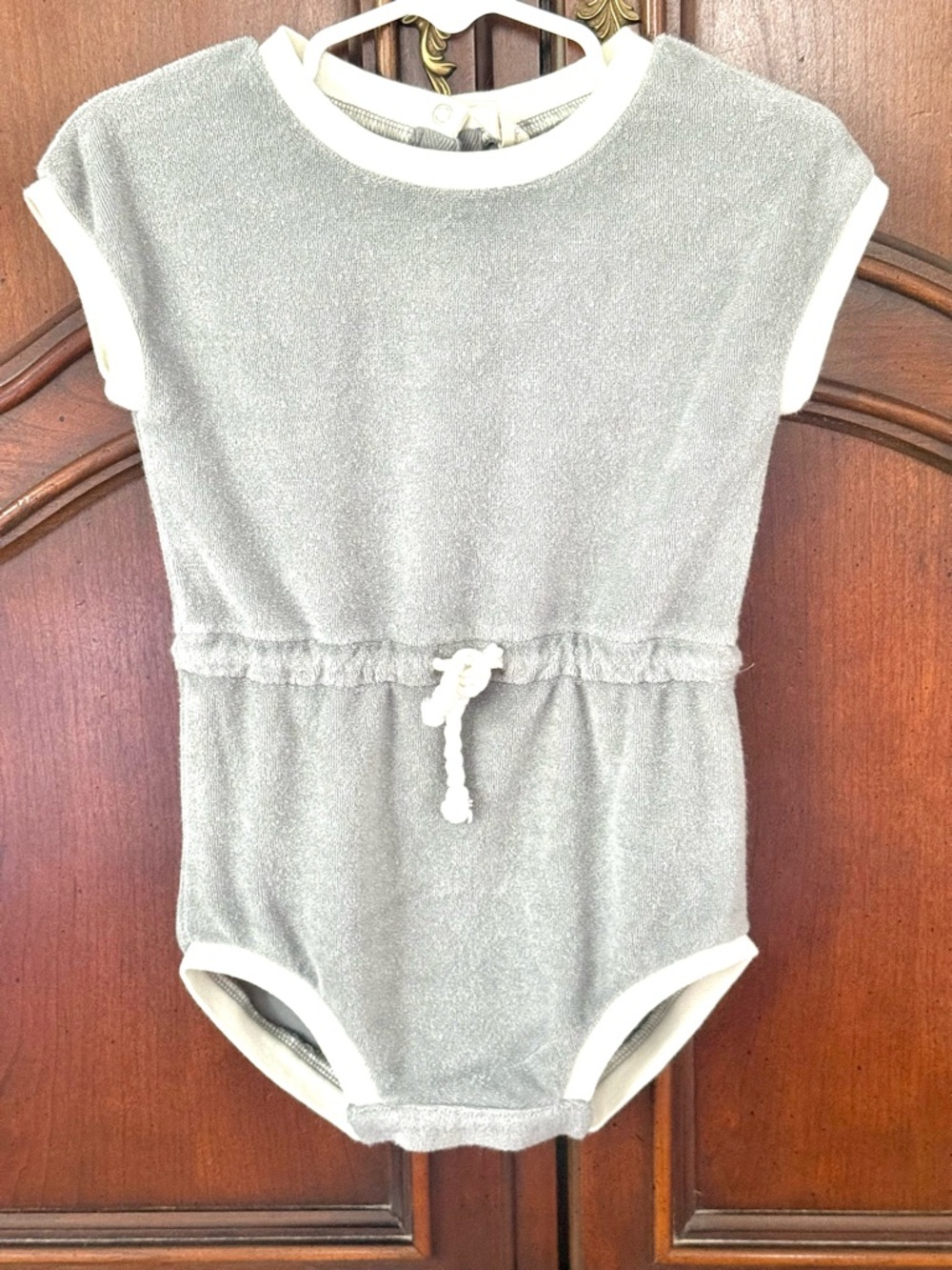FINAL SALE PRICE Quincy Mae Organic Cotton Terry Romper 18-24M Gray Neutral